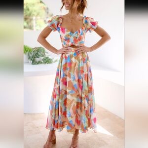 Billy J NWT Multicolor Keyhole Cutout Maxi Dress Women's‎ Size 6